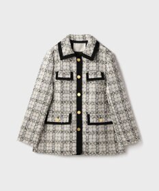 GRACE CONTINENTAL トリミングツイードショートコート