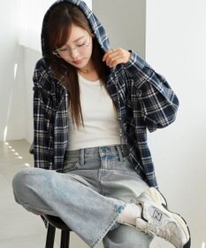 WEGO 【25年秋冬新作】チェックフードBIGネルシャツ
