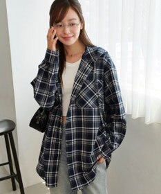 WEGO 【25年秋冬新作】チェックフードBIGネルシャツ