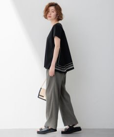 23区 S 【洗える】リネンレーヨンストレッチ ドロスト パンツ