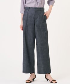 J.PRESS LADIES L ソフトシャンブレー ストレートパンツ ネイビー系