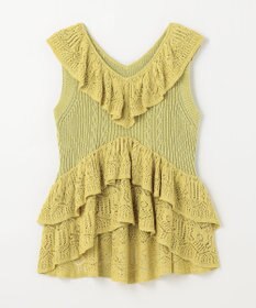 GRACE CONTINENTAL ミックスフリルニットトップ