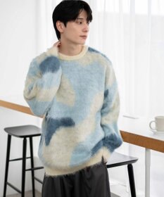 WEGO 【ユニセックス着用ITEM】マーブルシャギーニットプルオーバー