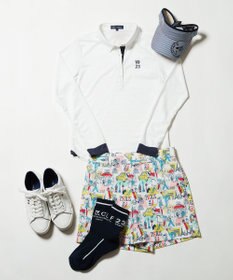 23区GOLF 【WOMEN】【ストレッチ】25周年 イラストレーターコラボ総柄 ショートパンツ