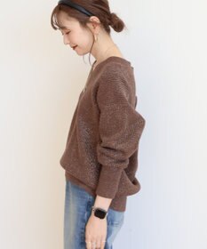 AMERICAN HOLIC ラメ入りＶネック片畦ニットプルオーバー