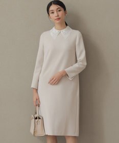 組曲 L 【KUMIKYOKU NAVY】コンフォータブルドレープ レース襟ワンピース