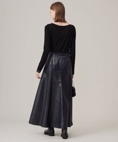 ICB L 【洗える】サテンワックスヴィンテージ フレアスカート