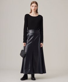 ICB L 【洗える】サテンワックスヴィンテージ フレアスカート