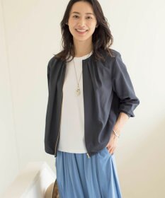 J.PRESS LADIES L 【洗える】80/1スパンタイプライター ノーカラー ブルゾン