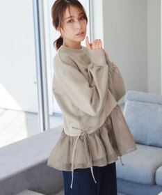 Tiaclasse 【洗える】ペプラムオーガンジーポンチトップス