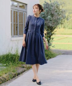 Tiaclasse 【新色追加・洗える】ピーチスキンバンドカラーワンピース