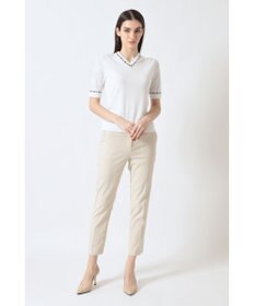 DAKS コットン混ストレッチ ロゴメッシュスリーブ Vネックプルオーバー