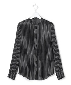 ICB L 【新色追加・WEB限定カラーあり】BackSatinAmunzen バンドカラーブラウス