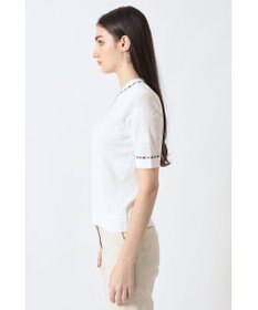 DAKS コットン混ストレッチ ロゴメッシュスリーブ Vネックプルオーバー