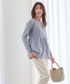 Tiaclasse L 【洗える】リブ切替フレアカーディガン