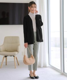 Tiaclasse L 【洗える】リブ切替フレアカーディガン