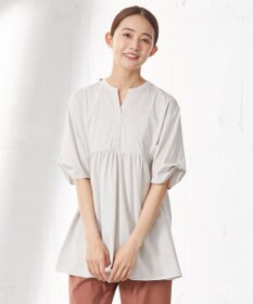 J.PRESS LADIES 【洗える】プレーティング キーネック カットソー