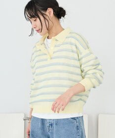 CRAFT STANDARD BOUTIQUE シアーボーダーポロ衿ニットプルオーバー