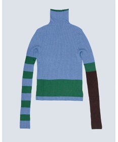 COQ AIR SILK CASHMERE BORDER カシミヤシルク タートルネックニット