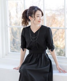 Tiaclasse L 【洗える】麻調リボン袖ブラウス