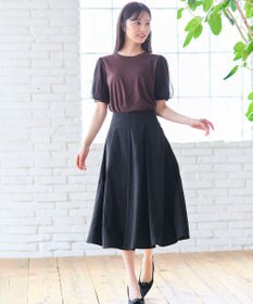 Feroux 【汗ジミが目立たない・洗える】チュール袖パフスリーブ Tシャツ