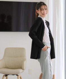 Tiaclasse L 【洗える】リブ切替フレアカーディガン