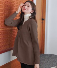 Tiaclasse L 【洗える】リブ切替フレアカーディガン