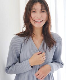 Tiaclasse L 【洗える】リブ切替フレアカーディガン