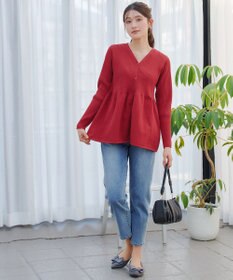 Tiaclasse L 【洗える】リブ切替フレアカーディガン