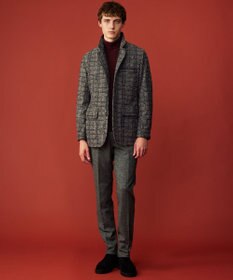 JOSEPH ABBOUD 【イタリア素材/軽量/中綿キルト裏地】スライバーチェックジャージー ジャケット