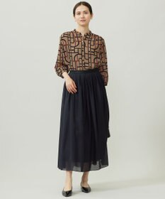 自由区 ジオメトリックレトロプリント ブラウス