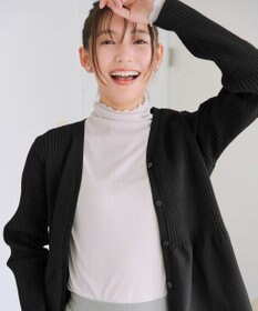 Tiaclasse L 【洗える】リブ切替フレアカーディガン
