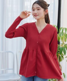 Tiaclasse L 【洗える】リブ切替フレアカーディガン