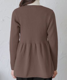 Tiaclasse L 【洗える】リブ切替フレアカーディガン