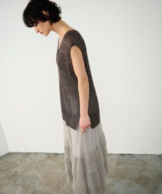 GRACE CONTINENTAL ラメメッシュニットトップ