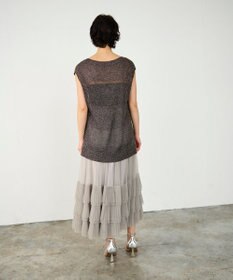GRACE CONTINENTAL ラメメッシュニットトップ