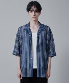WEGO ストライプメッシュBIGシャツ（S）