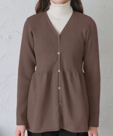 Tiaclasse L 【洗える】リブ切替フレアカーディガン