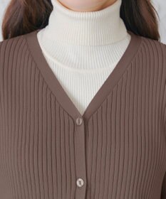 Tiaclasse L 【洗える】リブ切替フレアカーディガン