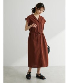 Green Parks 綿麻混開襟ワンピース