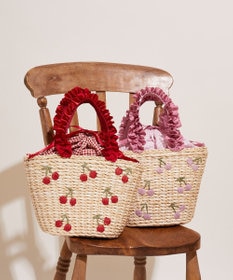 Maison de FLEUR チェリーメイズフリルハンドルカゴバッグ