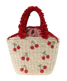 Maison de FLEUR チェリーメイズフリルハンドルカゴバッグ