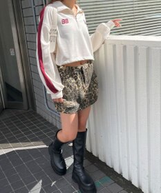 WEGO 刺繍ハーフジップショートスウェット