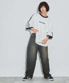 WEGO 【ユニセックス着用ITEM/MLサイズ展開】バックロゴラインリンガーT