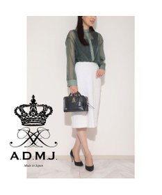 A.D.M.J. 【牛革】クロコ型押しヘリ巻きボストン23cm