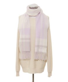 MOONBAT FURLA ウール混ラメ入りブロックチェックストールマフラー／幅30cm