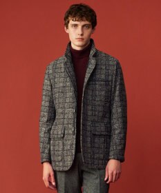 JOSEPH ABBOUD 【イタリア素材/軽量/中綿キルト裏地】スライバーチェックジャージー ジャケット