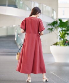 Tiaclasse L 【洗える】バルーンスリーブサイドギャザーワンピース