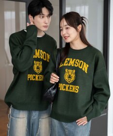 WEGO 【新色追加/ユニセックス着用ITEM/SMLサイズ展開】ジャガードグラフィックプルオーバー（LS）