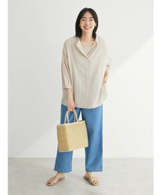 Green Parks インド綿 SET２点 刺繍７分丈ブラウス＋タンクトップ